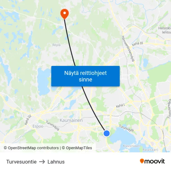 Turvesuontie to Lahnus map