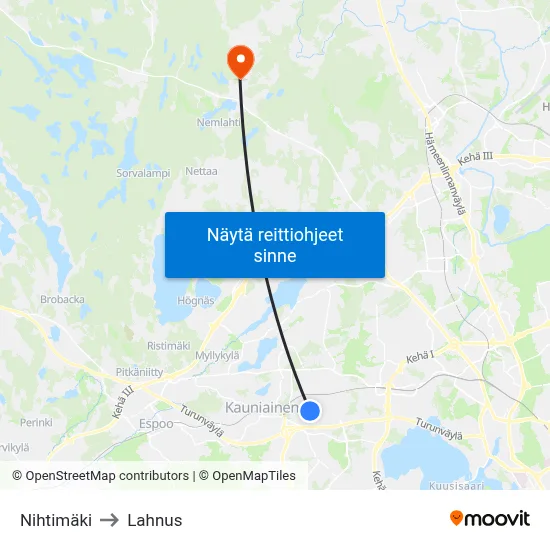 Nihtimäki to Lahnus map