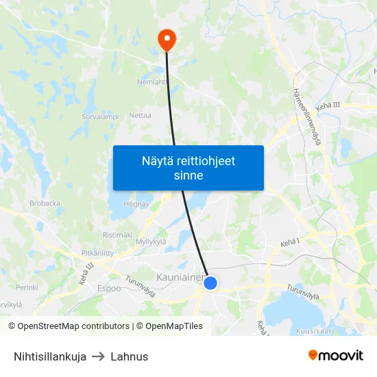 Nihtisillankuja to Lahnus map