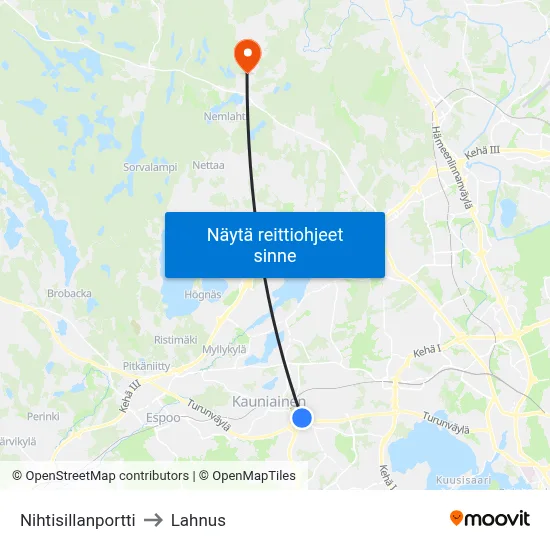 Nihtisillanportti to Lahnus map