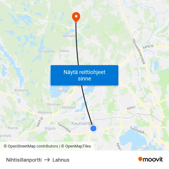 Nihtisillanportti to Lahnus map