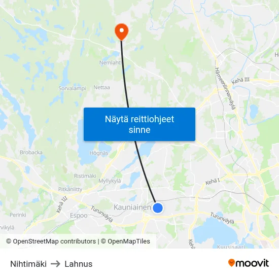 Nihtimäki to Lahnus map