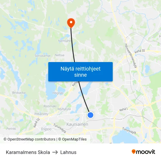 Karamalmens Skola to Lahnus map
