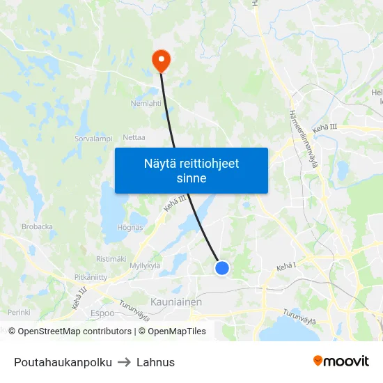 Poutahaukanpolku to Lahnus map