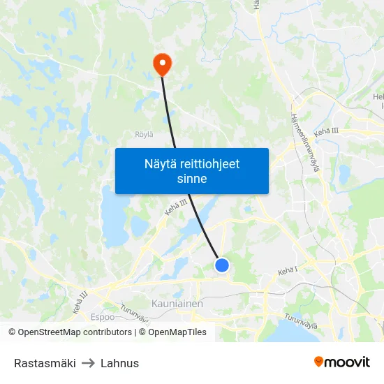 Rastasmäki to Lahnus map