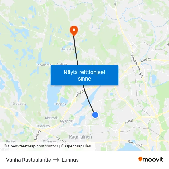 Vanha Rastaalantie to Lahnus map