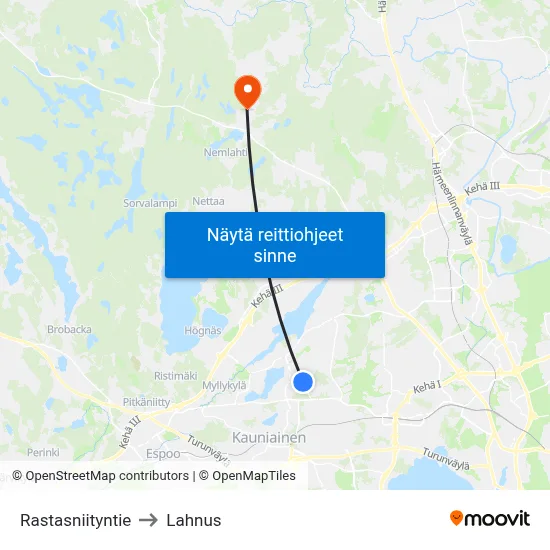 Rastasniityntie to Lahnus map
