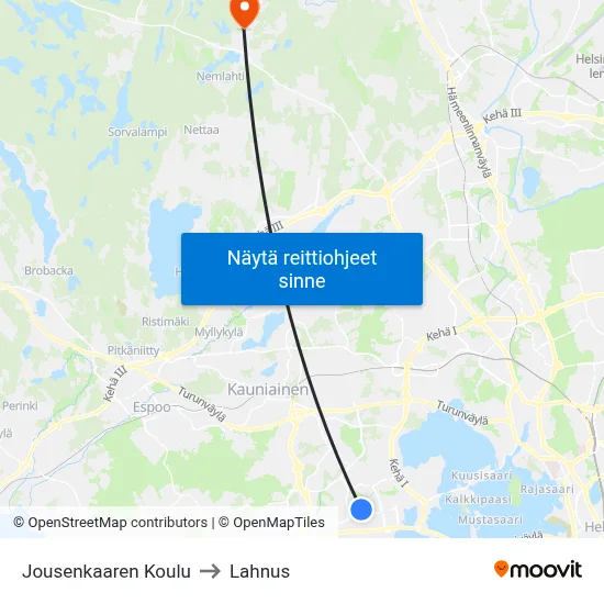 Jousenkaaren Koulu to Lahnus map
