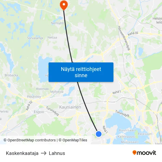 Kaskenkaataja to Lahnus map