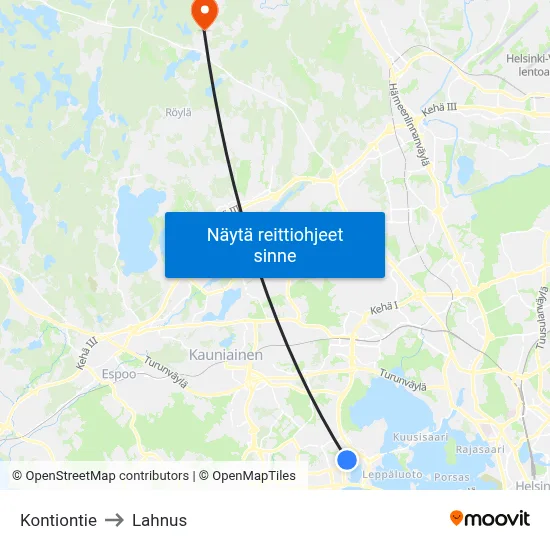 Kontiontie to Lahnus map