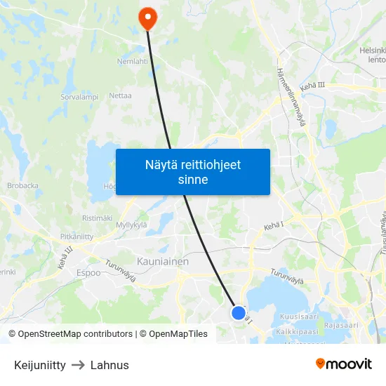 Keijuniitty to Lahnus map