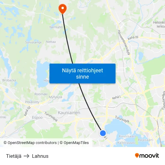 Tietäjä to Lahnus map