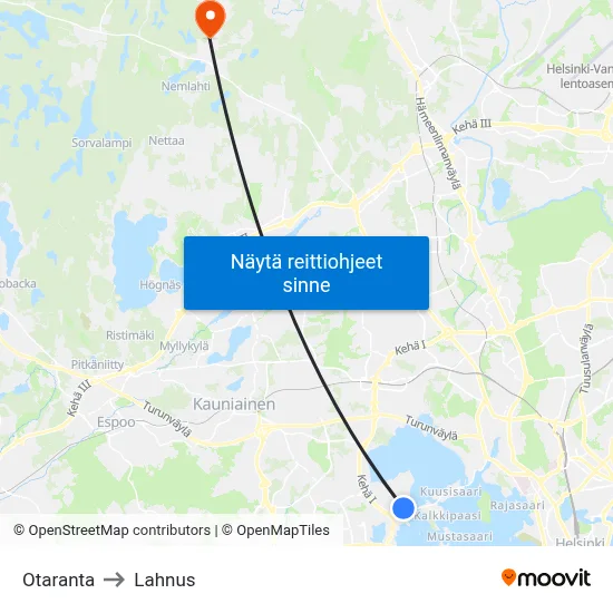 Otaranta to Lahnus map