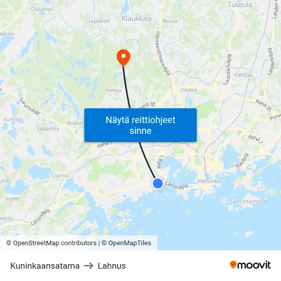 Kuninkaansatama to Lahnus map