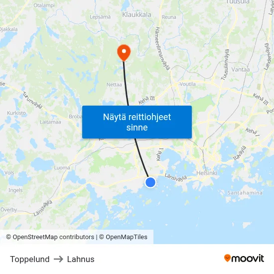 Toppelund to Lahnus map
