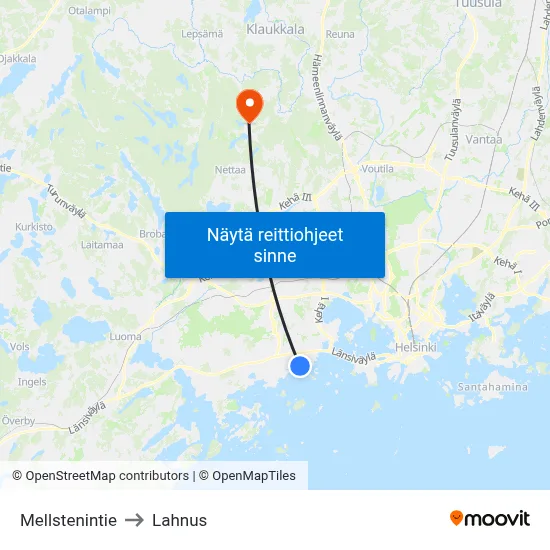 Mellstenintie to Lahnus map