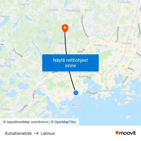 Kuhatienahde to Lahnus map