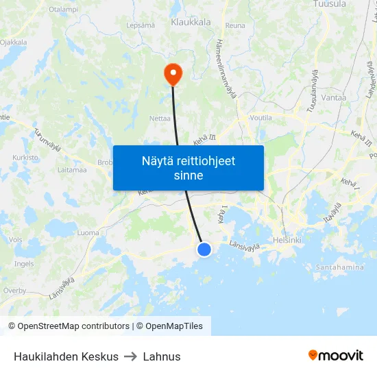 Haukilahden Keskus to Lahnus map
