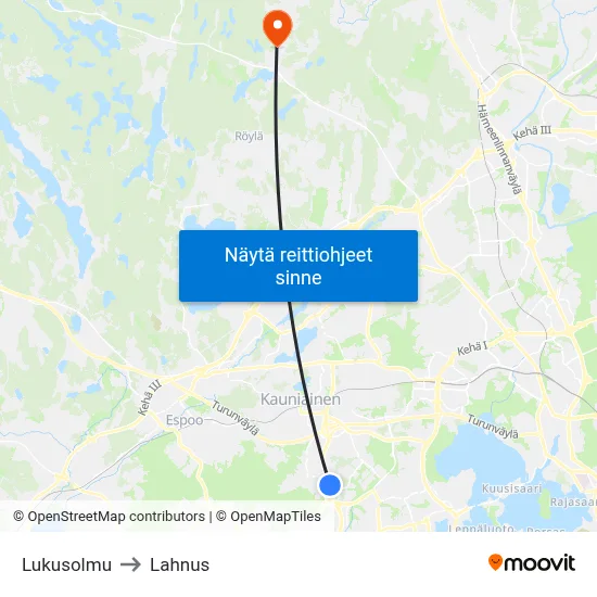 Lukusolmu to Lahnus map