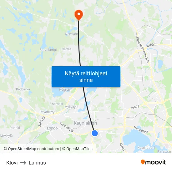 Klovi to Lahnus map