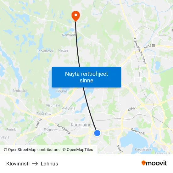 Klovinristi to Lahnus map