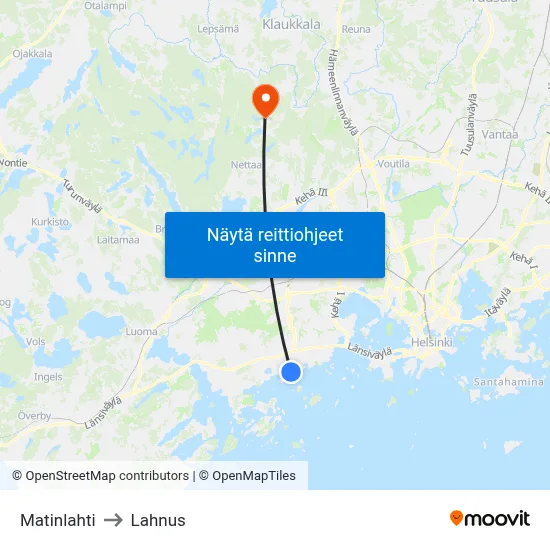 Matinlahti to Lahnus map