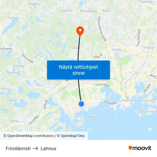 Friisilänristi to Lahnus map