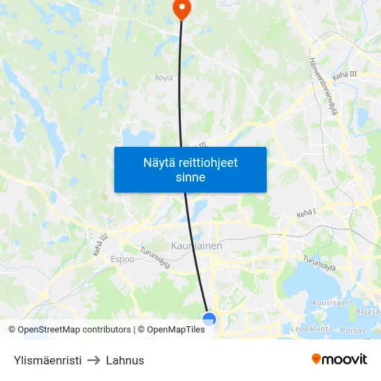 Ylismäenristi to Lahnus map