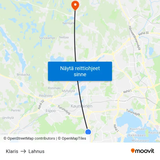 Klaris to Lahnus map