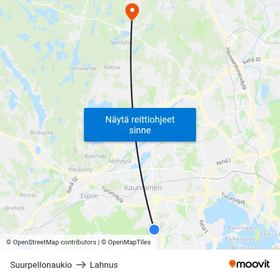 Suurpellonaukio to Lahnus map