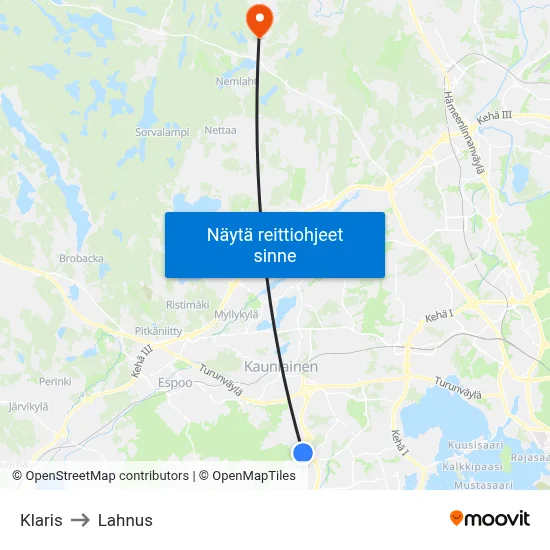 Klaris to Lahnus map