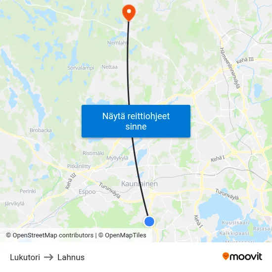 Lukutori to Lahnus map