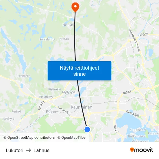 Lukutori to Lahnus map