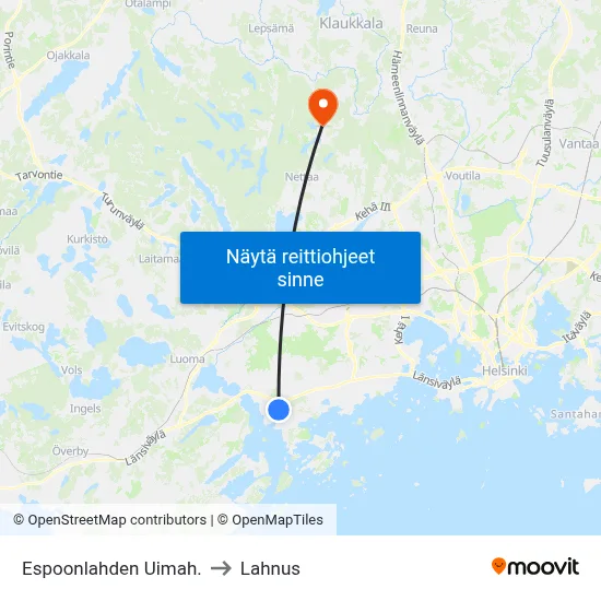 Espoonlahden Uimah. to Lahnus map