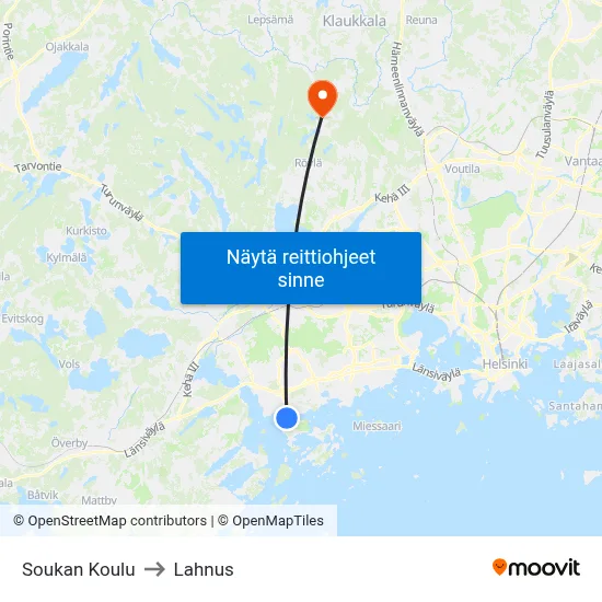 Soukan Koulu to Lahnus map
