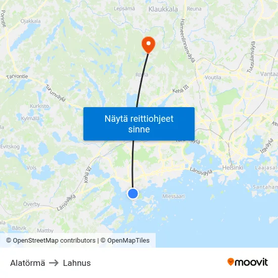 Alatörmä to Lahnus map