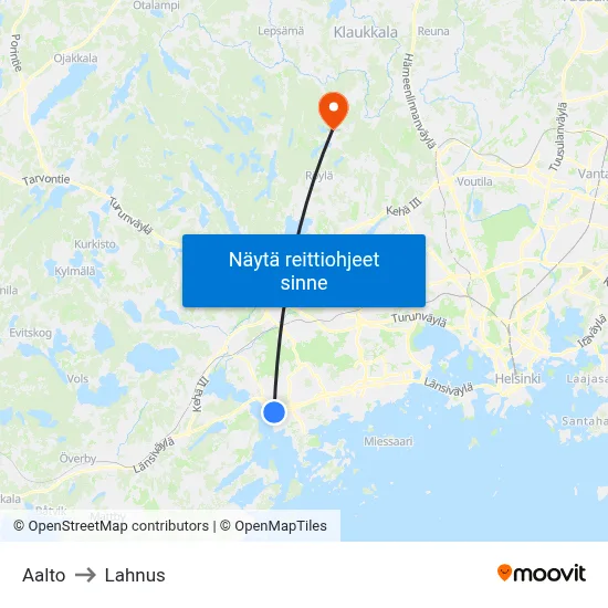 Aalto to Lahnus map