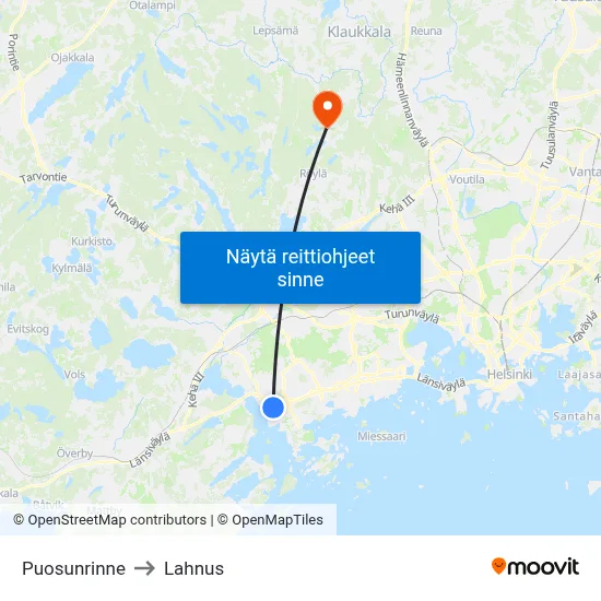Puosunrinne to Lahnus map