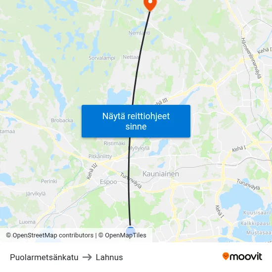 Puolarmetsänkatu to Lahnus map