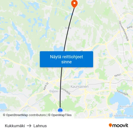 Kukkumäki to Lahnus map
