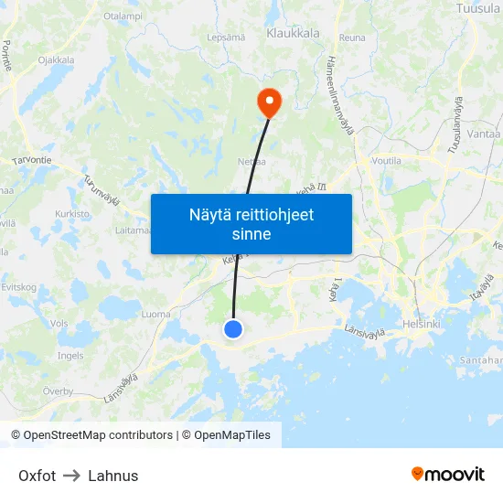 Oxfot to Lahnus map