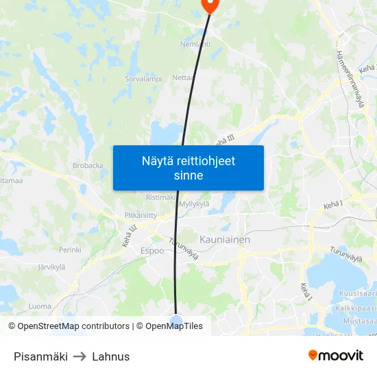 Pisanmäki to Lahnus map