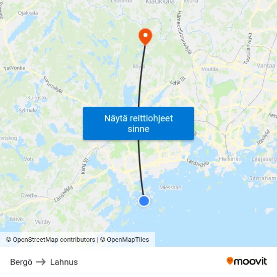 Bergö to Lahnus map