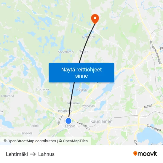 Lehtimäki to Lahnus map