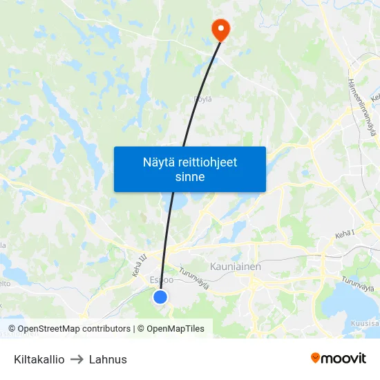 Kiltakallio to Lahnus map