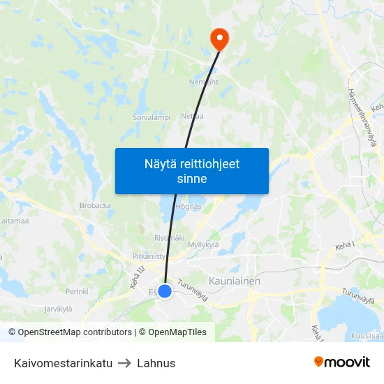 Kaivomestarinkatu to Lahnus map