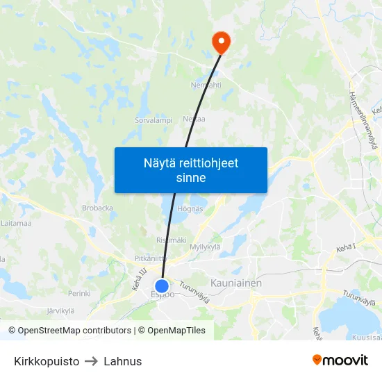 Kirkkopuisto to Lahnus map