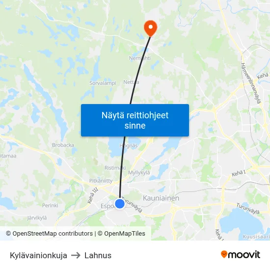 Kylävainionkuja to Lahnus map