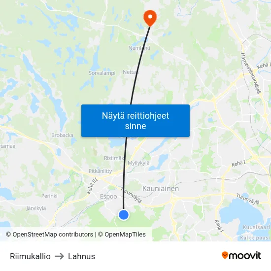 Riimukallio to Lahnus map
