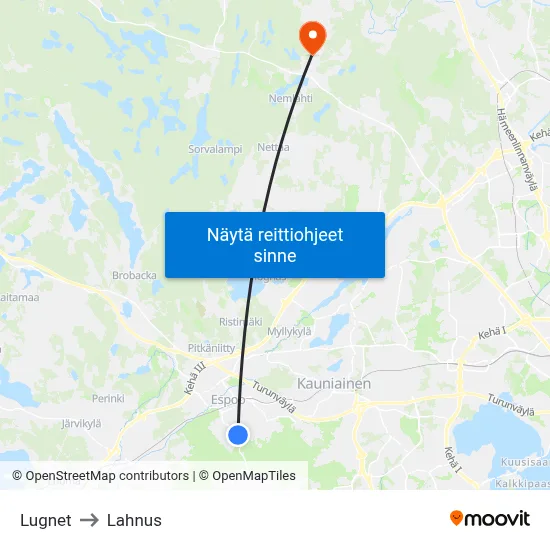 Lugnet to Lahnus map
